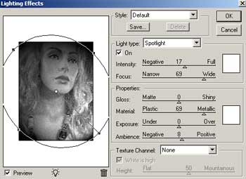 Photoshop filter lighting settings